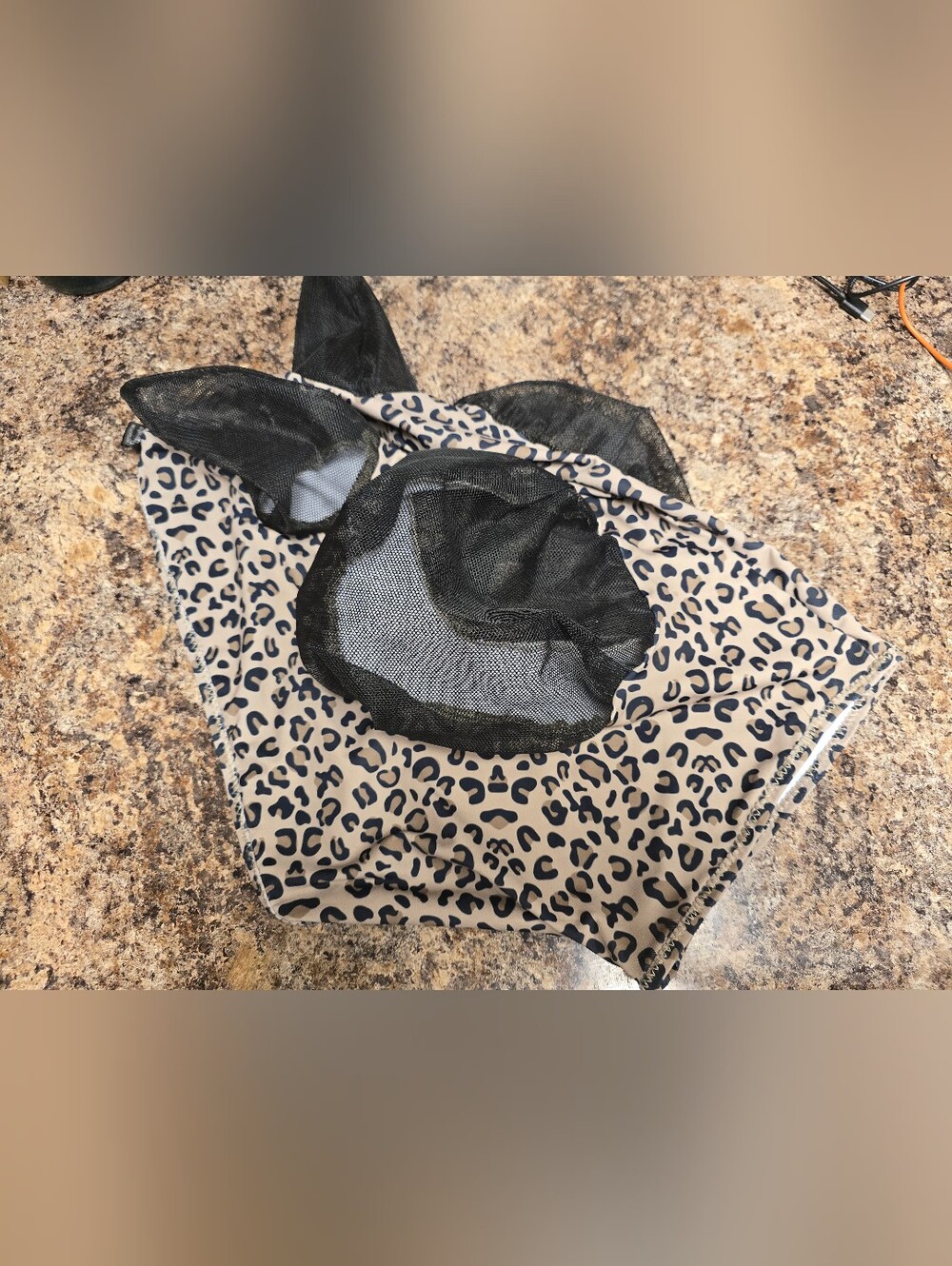 Leopard Print Horse Fly Mask  - Tan & Black